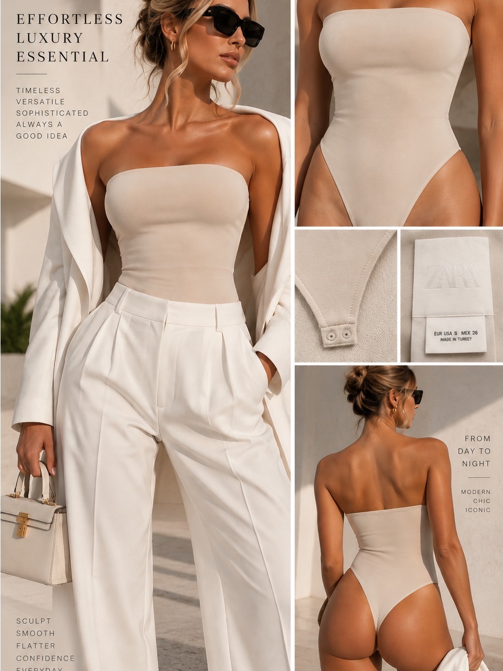 Zara Strapless Nude-Cream Bodysuit